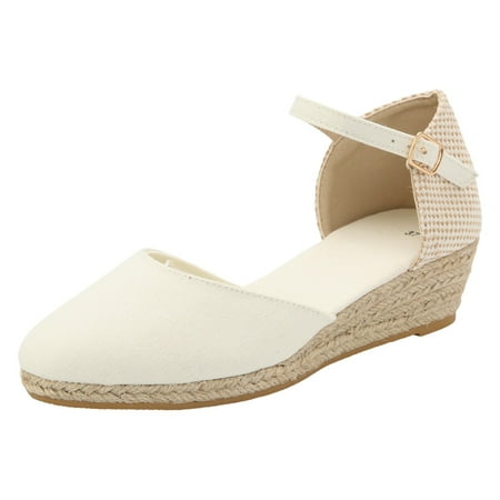 

PEASKJP Ladies Sandals Women s Elastic Flat Sandals Gladiator Flat Sandals Ankle Strap Flat Sandals (White 8.5)