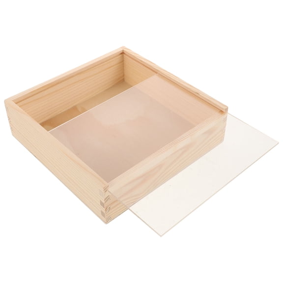 LOLIPPYY Beige Wooden Jewelry Box with Sliding Lid, Multifunctional Storage Organizer for Earrings, Necklaces, 8.5 x 5.5 x 4.5 Inches