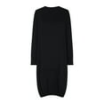 thumbnail image 4 of Women Long Sleeves Dresses Women's Casual Solid Color Long Sleeved Round Neck Dress Deals Black, S, 4 of 5