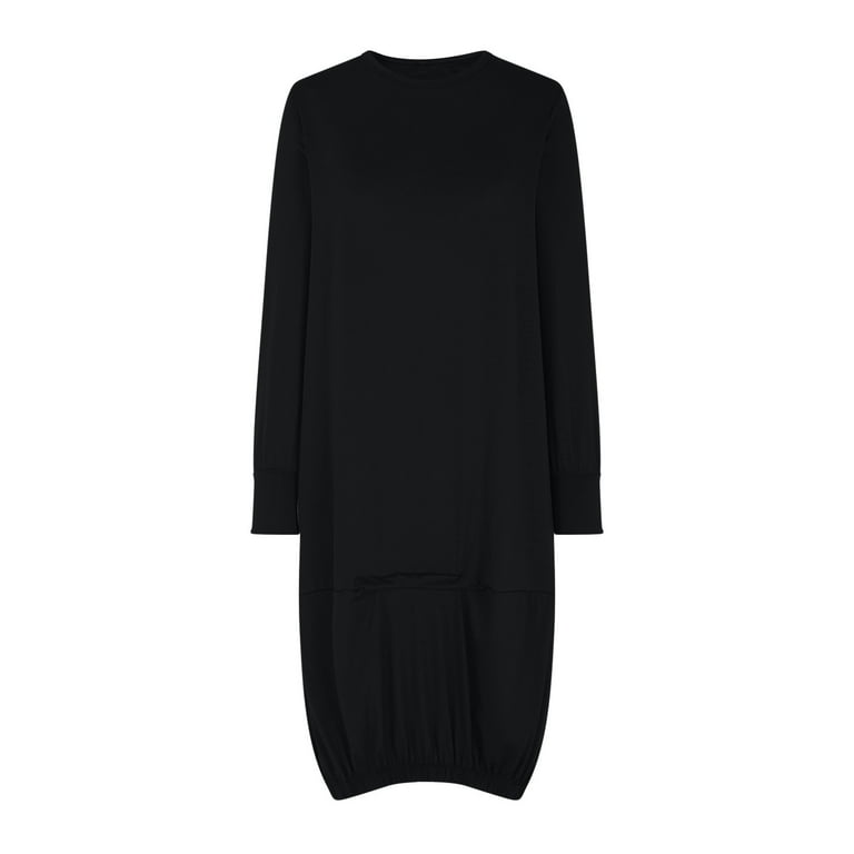 Sentmoon Flowy Dress Long Sleeve Crew Neck Long Fall Dresses for Women 2025  Solid Color Loose Breathable Oversized Dress for Wedding Guest Trendy for  Weekend Brunch XXXXXL - Walmart.com
