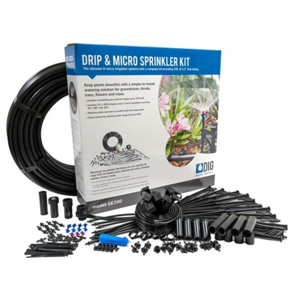 DIG GE200 Drip & Micro Sprinkler Kit - Versatile 122-Piece Set for Diverse Gardens Ideal for Efficient Watering