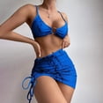 thumbnail image 3 of Gibobby Conjunto de bikini sexy Nuevo traje de baño de bikini para mujer Traje de baño de piezas dividido Traje de baño estampado sexy europeo y american(Azul,XL), 3 of 4