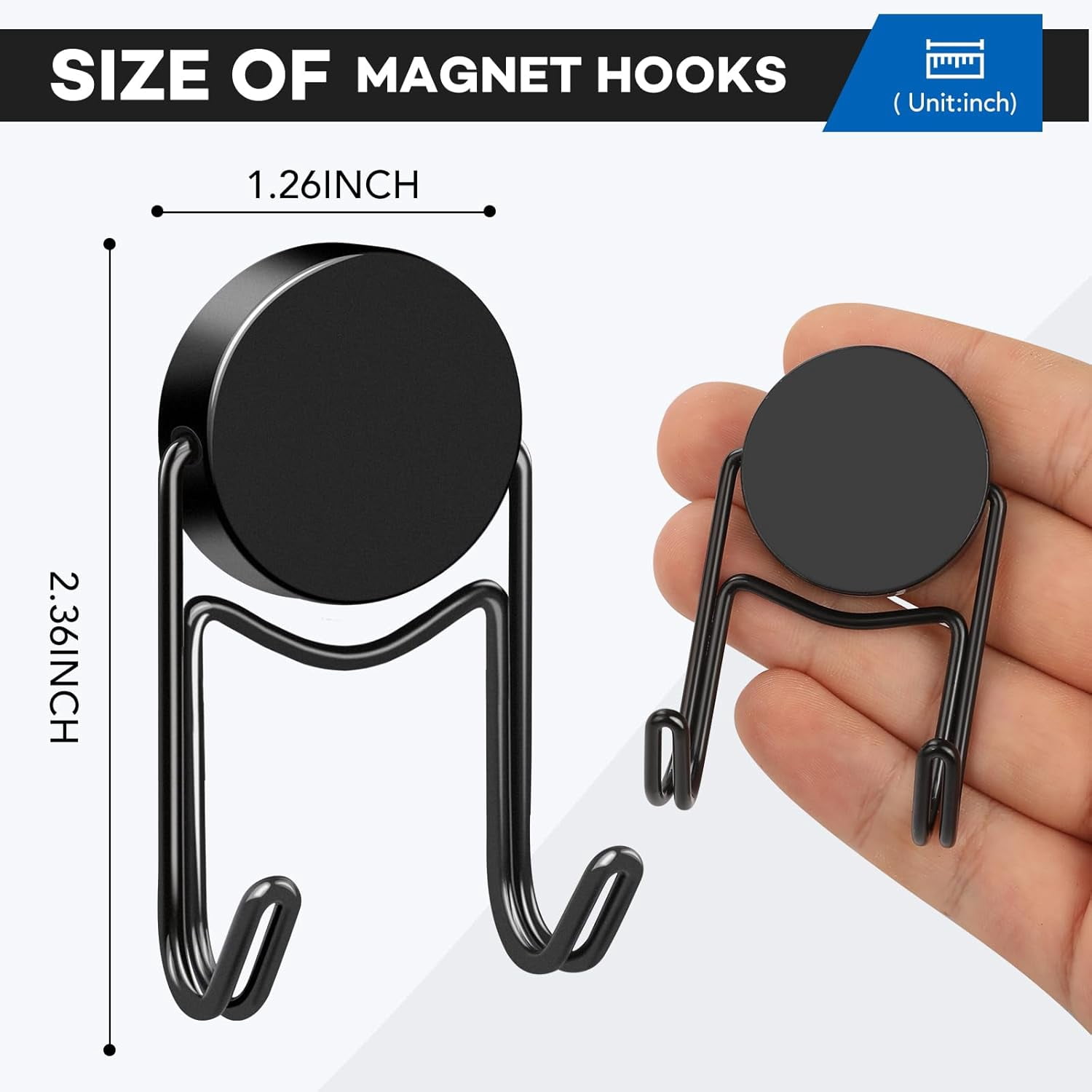 JJEAN-Magnetic Hooks, 80lbs+ 2026 Cruise Cabin Ship Essentials Magnet Hook Heavy Duty Strong Magnets Refrigerator Fridge Hanging for Classroom Beach Vacation Kitchen Home Must Haves 5 Pcs (Black)