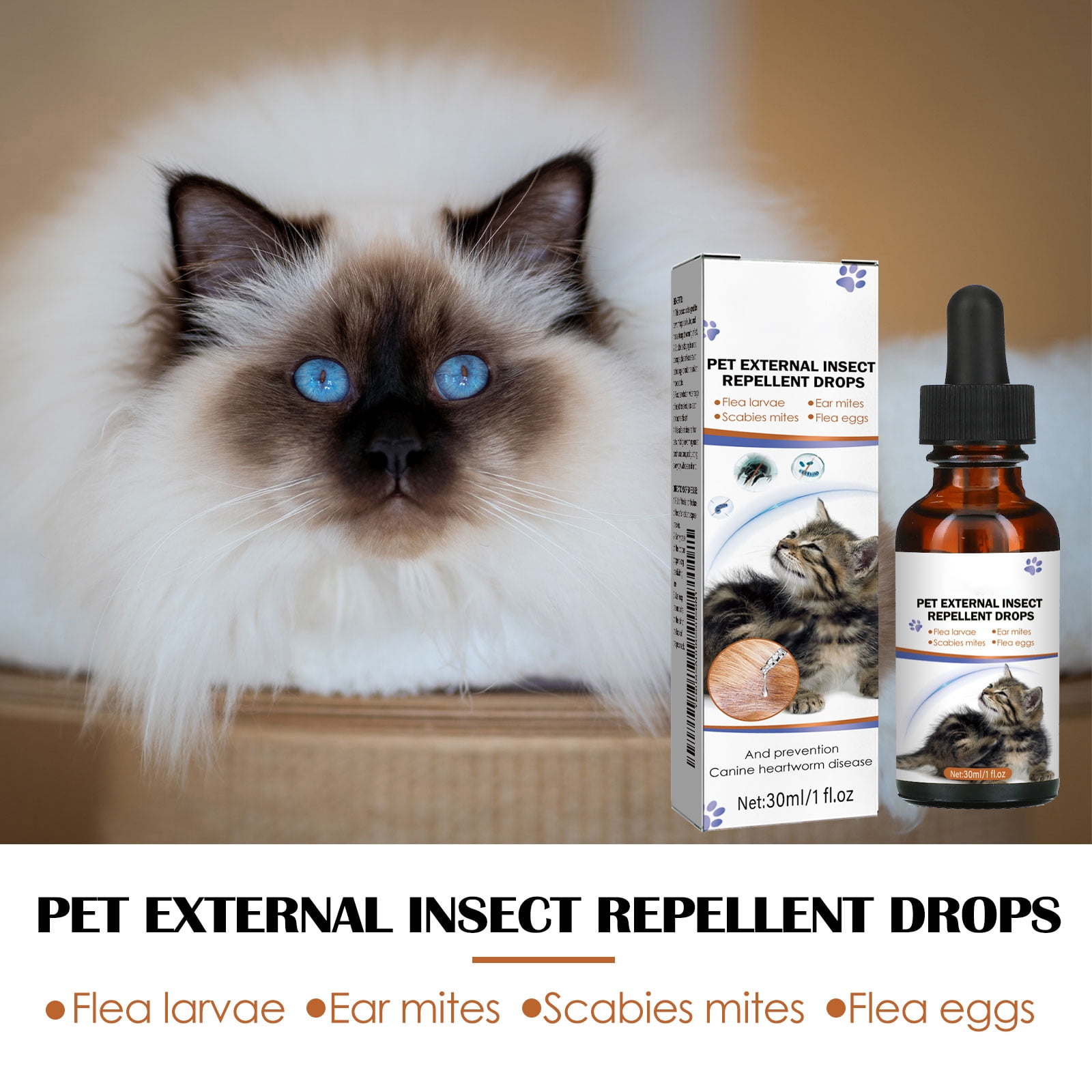 Alvantor Flea and Tick Prevention Drops for Cats & Dogs with Natural Deworming Treatment, 1 fl. oz