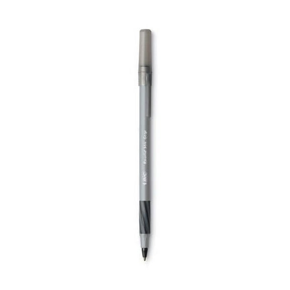 Round Stic Grip Xtra Comfort Ballpoint Pen, Easy-Glide, Stick, Medium 1.2 Mm, Black Ink, Gray/black Barrel, Dozen | Bundle of 2 Dozen