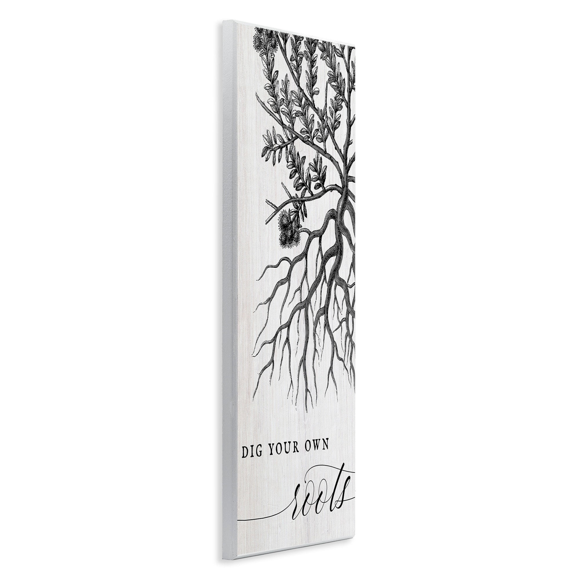 Stupell Industries Dig Your Own Roots Empowering Botanical Quote Wood Wall Art, 7 x 17, Design by Daphne Polselli