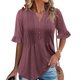 thumbnail image 2 of Eres Más Que una Camisa de Puntuación de Prueba Sexy de Manga Corta Lentejuelas Suelta Camisa de Blusa con Cuello en V, Poliéster, 2 of 9