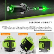 Laser Level Self Leveling,HDJ 16 Lines 4x360° Laser Level Tool,4D Green Cross Horizontal Vertical Laser Tool With Remote Control and 2PCS 2400mAh Battery