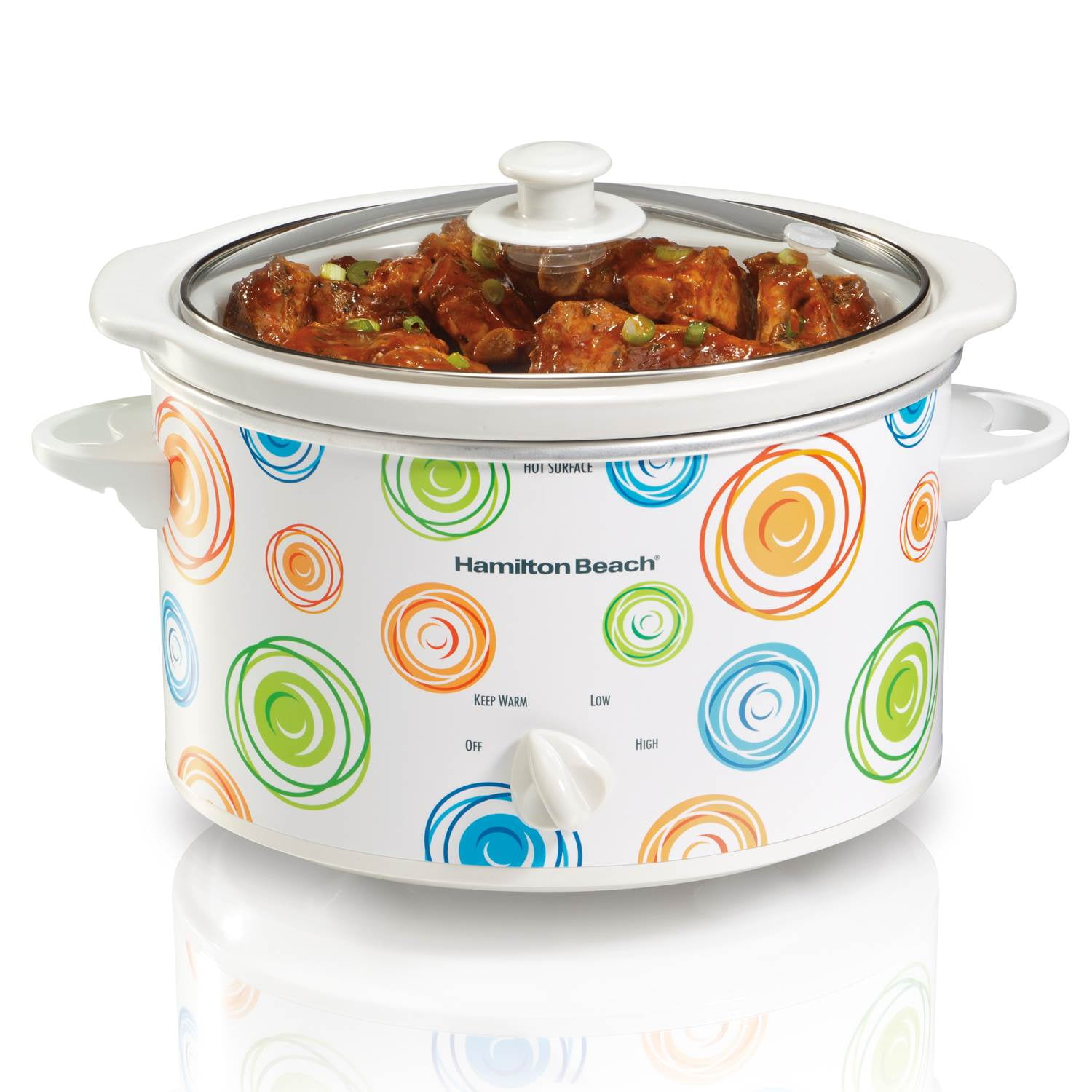 Hamilton Beach 3 Quart Oval Countertop Slow Cooker with Swirl Design