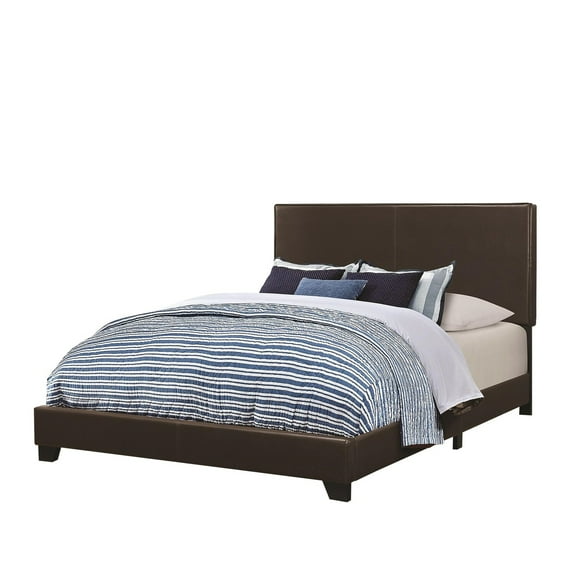 Benzara Upholstered Contemporary Leather & Wood Twin Size Platform Bed in Brown