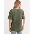thumbnail image 6 of ANRABESS Womens Oversized Acid Washed T-Shirt Short Sleeve Vintage Casual V Neck Tops 2026 Summer Basic Tee Trendy Clothes Army Green XX-Large, 6 of 8