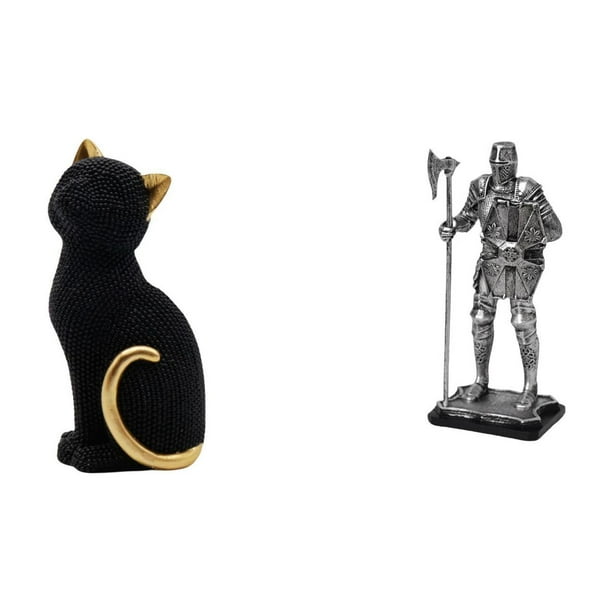 Figura de escritorio, estatua de gato, estatua de caballero, figura decorativa, adorno de resina, adecuada para estante, escritorio, oficina, decoraci