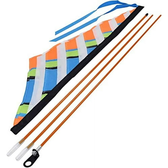 AlveyTech Multicolor Sail Flag for Bikes & Scooters (Patriotic Flag (with White Flagpole)