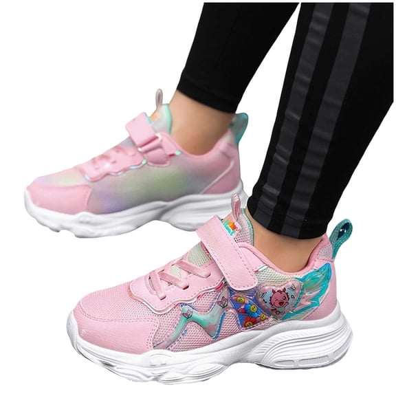 Girls Kid's Cartoon Running Tennis Shoes Toddler Breathable Slip On Sneakers Non Slip Athletic Walking Shoes