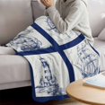 thumbnail image 3 of Nautical Navy Blanket Soft Cozy Warm Throw Blanket for Couch, Plush Fuzzy Flannel Fleece Blankets for Sofa, Blue Lighthouse Boat Compass Ocean Bed Blankets Lightweight Gifts for Women, 40"x50", 3 of 9