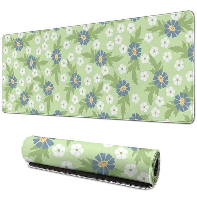 Superior Function & Style: Vintage Flowers Keyboard Mouse Pad - Big Office Desk Decor for Girls, Perfect for Gaming - Non-Slip Rubber Base for Precision Control, 31.5x11.8 inch