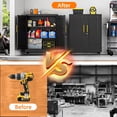 thumbnail image 5 of Rolling Metal Tool Storage Cabinet with Doors and Adjustable Shelves, Small Locking Garage Storage Cabinet, Black Steel Tool Cabinets with Wheels for Garage, Basement, Office, Utility Room, 5 of 7