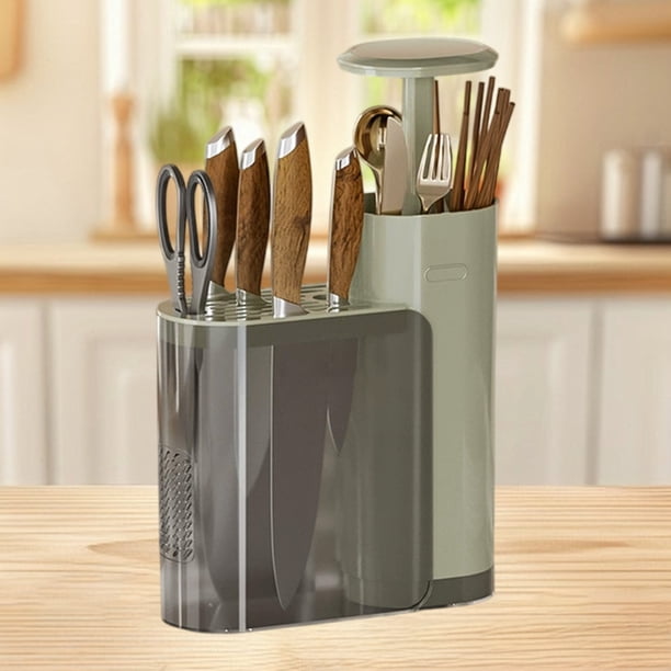 Cubo organizador de cubiertos de acero inoxidable | Jaula de drenaje engrosada para pajitas, cuchillos, tenedores, cucharas, utensilios | Almacenamiento multiusos en cocina y bar | 27,6x23,8x8,7cm |
