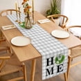thumbnail image 3 of Rustic Home Table Runner - 108 Inch Long, Kitchen Dining Table Runner Dresser Scarves, Green Eucalyptus Leaves Wreath Wooden Plaid Farmhouse Decor for Coffee Tables Wedding Party Banquet, 3 of 8