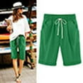 thumbnail image 4 of Women Summer Cotton Pants Plus Size High Waisted Shorts Lacing Beach Workout Pocket Five Point Pants, 4 of 6