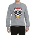 thumbnail image 2 of Wild Bobby Day Of The Dead Sugar Skull Pop Culture Unisex Crewneck Graphic Sweatshirt, Heather Grey, Small, 2 of 5
