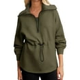 thumbnail image 3 of STETMN Women's Oversized Half Zip Up Sweatshirt Long Sleeve Drawstring Waist Soft Pullover Tops, 3 of 8
