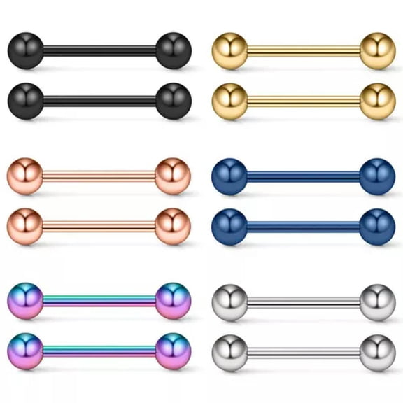 MATROOY 316L Stainless Steel Nipple Shield Barbell Ring Bar Body Piercing 14G 12-36pcs-12pcs