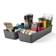 thumbnail image 3 of Mainstays Utility Flex Storage Tray Organizer Set, Plastic Drawer Organizer Trays for Kitchen, Desk, Bathroom and Office Drawer Organization, Gray, 2-Pack, 5" x 15", 3 of 10