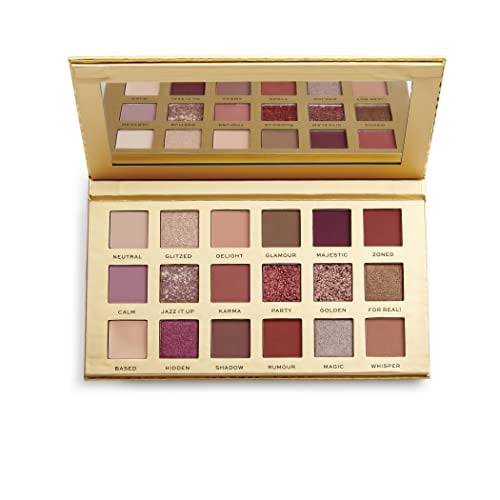 Revolution Palette de Fards à Paupières Pro Pigments Mats et Perles 18 Ombres Panées Vegan et Sans Cruauté Neutre 0.63 Oz