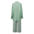 thumbnail image 4 of Two Piece Sets For Women Summer Long Sleeve Button Up Collared Shirt And Drawstring Capris Outfits Fall Winter Loungewear Mint Green L, 4 of 5