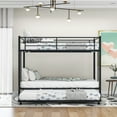 thumbnail image 2 of Euroco Metal Twin over Twin Bunk Bed with Twin Size Trundle Bed for Kids Room, 3 Twin Size Beds for Kids and Teens, Solid Ladder and Safety Guardrails, Black, 2 of 14