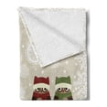 thumbnail image 2 of Christmas Soft Flannel Fleece Throw Blanket, Snowman Owls in Snowy Winter Day Jingle Bells Snowflake Image, Cozy Plush for Indoor and Outdoor Use, 50" x 70", Multicolor, by Ambesonne, 2 of 5