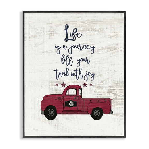 Stupell Industries Cottage Fill Your Tank With Joy Vintage Truck Illustration Black Framed Giclee Art, 11 x 14, by Jo Moulton
