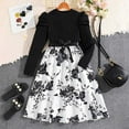 thumbnail image 2 of Gaexia Toddler Dresses Long Sleeve,Girls Dresses Spring Summer Floral Print Knit Blend Long Sleeve Vintage Style Dress For Big Girls Age 7 12 Outdoor Casual Party Photo,Black,7-8 Years, 2 of 8