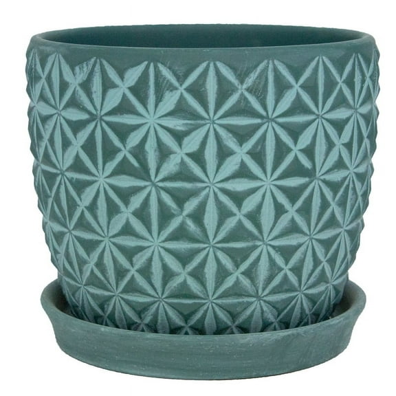Trendspot Tribeca 8 in. D Ceramic Planter Teal