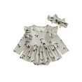 thumbnail image 1 of Mialoley Baby Girl 2Pcs Fall Outfits Long Sleeve Floral Print Romper with Headband Set Infant Clothes, 1 of 9