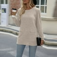 thumbnail image 2 of Annhoo Long Sleeve Sweaters for Women Fall Comfy Crewneck Knit Tops Ladies Casual Loose Tunics with Pockets, 2 of 7