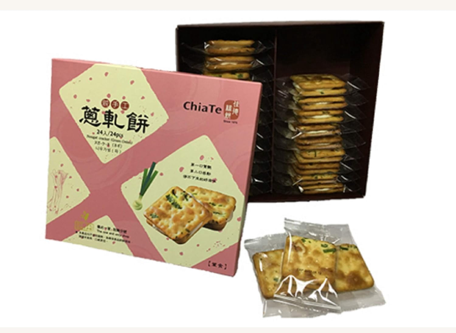 Chia Te Handmade Nougat Cracker Grenn Onion Snack 24 pcs/Box