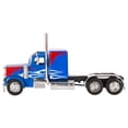 thumbnail image 2 of Peterbilt 389/Kenworth W900 Semi Truck Die Cast Toy - 1:32 Scale Blue with Red and White Flames, 2 of 4