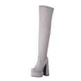 thumbnail image 5 of Women's Platform Round Toe Zipper Slouch Heel Over The Knee Thigh High Boots, 5 of 8