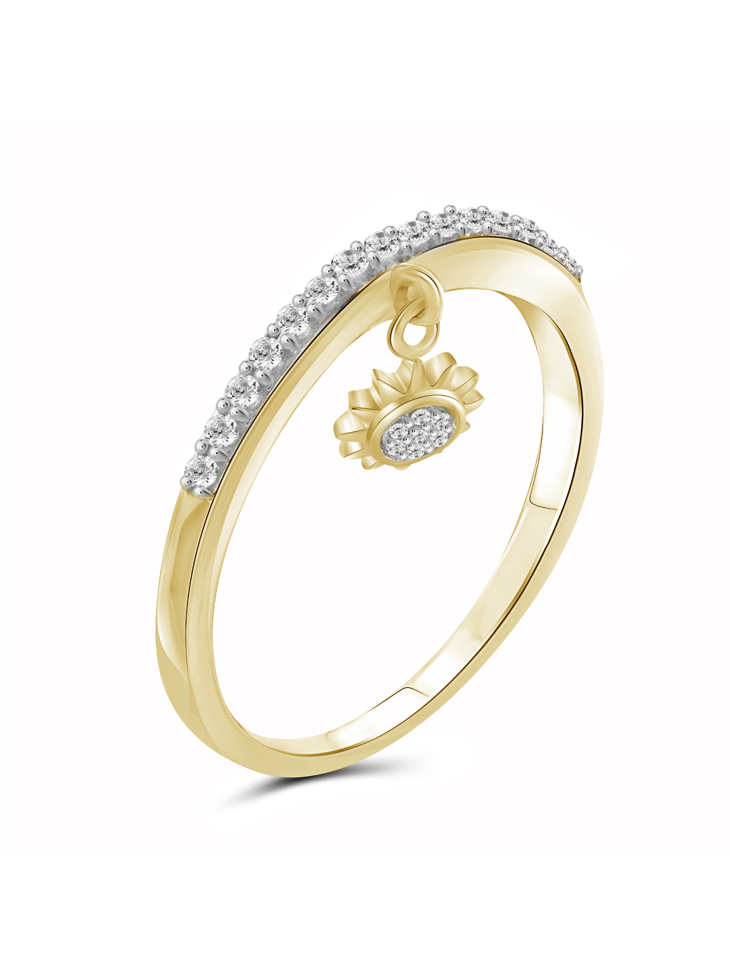 JewelersClub Diamond Rings for Women – 1/5 Carat White Diamond Ring Jewelry– 14K Gold Plated Silver Bands for Women –– Ring by JewelersClub