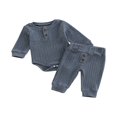 thumbnail image 1 of POINTERTECK Baby Girls Pants Set  Ribbed Long Sleeve Crew Neck Romper with Elastic Waist Pants for Toddlers, 1 of 9