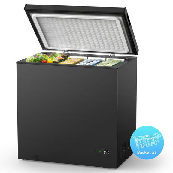 KNDKO 7.0 cu.ft. Chest Freezer with Adjustable Temperature, Free Standing Top Open Door Compact Freezer with Removable Basket for Kitchen/Home/Bar/Garage/Office