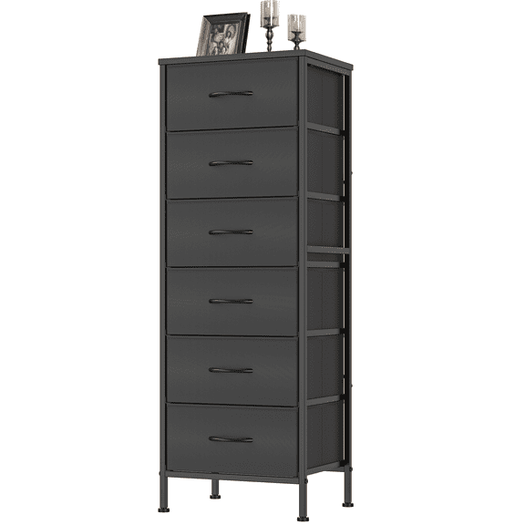 EZKAMFORT Tall 6 Drawer Dresser for Bedroom, Chest of Drawers, Black Dressers Organizer, Drawers for Clothes