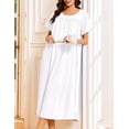 thumbnail image 4 of Ekouaer Cotton Nightgowns for Women Long Night Gown Short Sleeve Sleepdress Victorian Sleepwear Nightdress with Pockets, 4 of 6