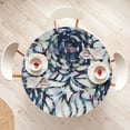 thumbnail image 4 of Ambesonne Abstract Floral Fitted Round Tablecloth, Blooming Fun Blooms, 36"- 40" Diameter, Indigo and Multicolor, 4 of 5
