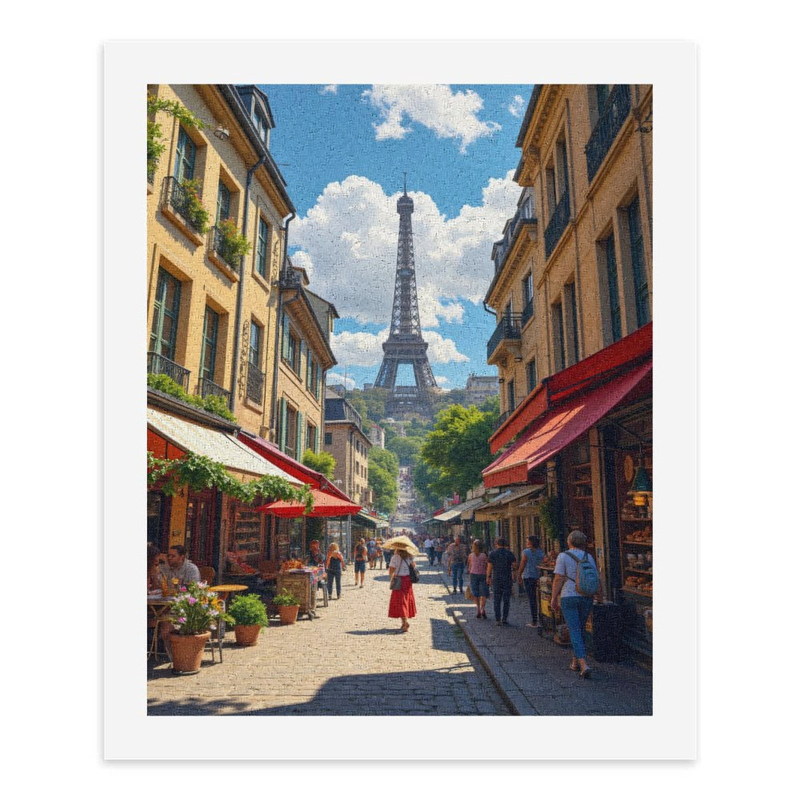 Paint by Numbers Kit for Adults, Eiffel Tower Street View Paris Summer Paint by Numbers, Easy Paint by Numbers Kit for Adults Beginner, DIY Adult Paint by Number Kits on Canvas, Home Decor