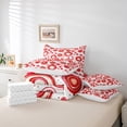 thumbnail image 6 of Manfei Modern Geometric Aesthetic 7-Piece Twin Bedding Sets,Graffiti Spiral Circle Bedding Comforter Set,Red White Sheet Sets For Children,Microfiber Bedroom Decor Reversible, 6 of 8