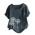thumbnail image 3 of POINTERTECK T-Shirt à Manches Courtes en Coton et Lin Décontracté pour Femmes, 3 of 4
