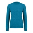 thumbnail image 4 of Fall Winter Sweaters for Women Long Sleeve Tops Jumper Knitted Pullover Lightweight Merino Wool Sweater Sky Blue M, 4 of 5